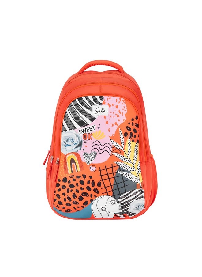 Genie Sweet Laptop Backpack for Women, 3 compartments, Stylish and Trendy College Bags for Girls, Water Resistant and Lightweight Bags for Office and Travelling Purpose. 36 litres