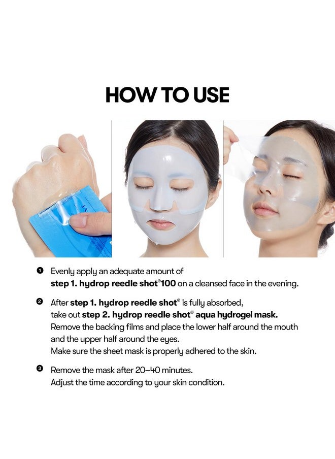 VT COSMETICS Hydrop Reedle Shot 100hl 2-Step Hydrogel Mask(34.5gx4ea), Intensive Hydrating, Exosome Hyaluronic Acid Face Mask, Dewy & Glass Skin, Overnight Melting Mask, Korean Facial Mask