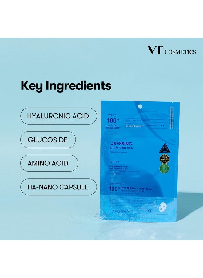 VT COSMETICS Hydrop Reedle Shot 100hl 2-Step Hydrogel Mask(34.5gx4ea), Intensive Hydrating, Exosome Hyaluronic Acid Face Mask, Dewy & Glass Skin, Overnight Melting Mask, Korean Facial Mask