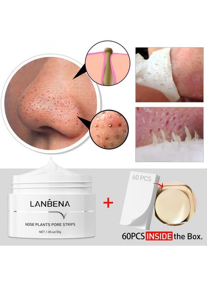 LANBENA Blackhead Remover, Nose Pore Strips for Blackheads, Black Head Remover Mask for Face, Puntos Negros, 30g+60pcs paper