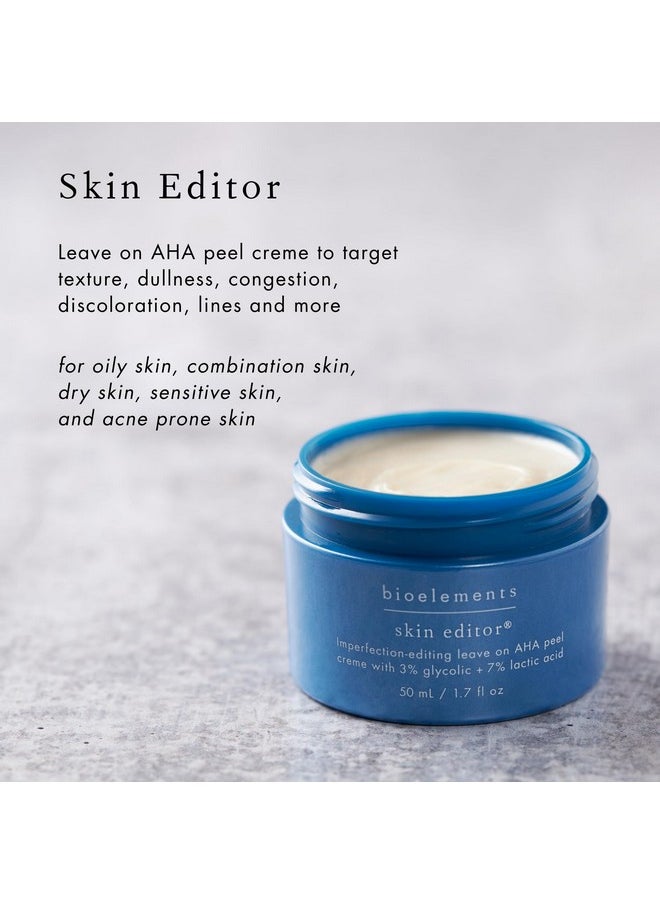 Bioelements Skin Editor - 1.7 fl oz - Leave-On AHA Chemical Face Peel Cream for All Skin Types - With 3% Glycolic Acid & 7% Lactic Acid - Vegan, Gluten Free - Never Tested on Animals