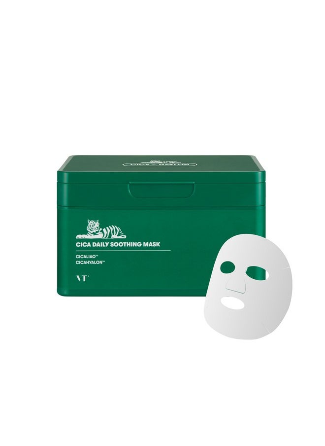 VT COSMETICS Daily Soothing Mask 30ea, Facial Sheet Mask for Moist & Hydrating, 30 Day Supply, Centella Asiatica Face Mask