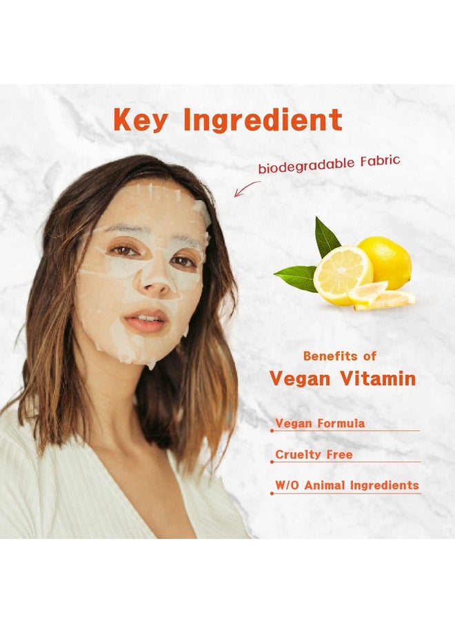 Purederm Vegan Vitamin Sheet Masks (12 Packs) - Facial Sheet Mask for Brightening & radiance Treatment