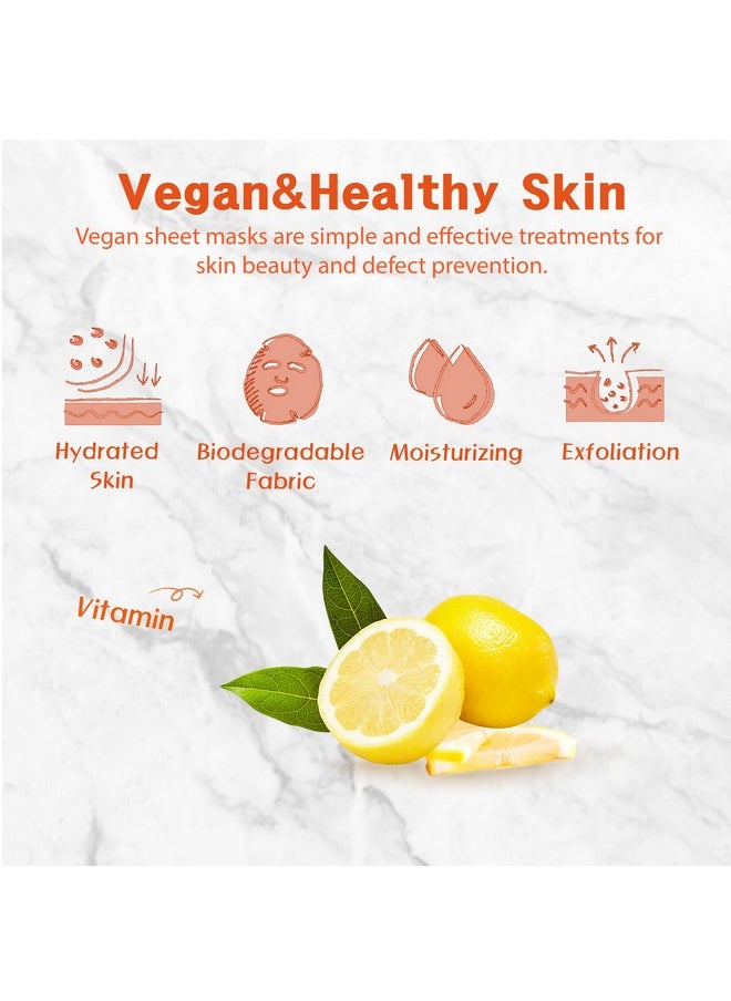 Purederm Vegan Vitamin Sheet Masks (12 Packs) - Facial Sheet Mask for Brightening & radiance Treatment