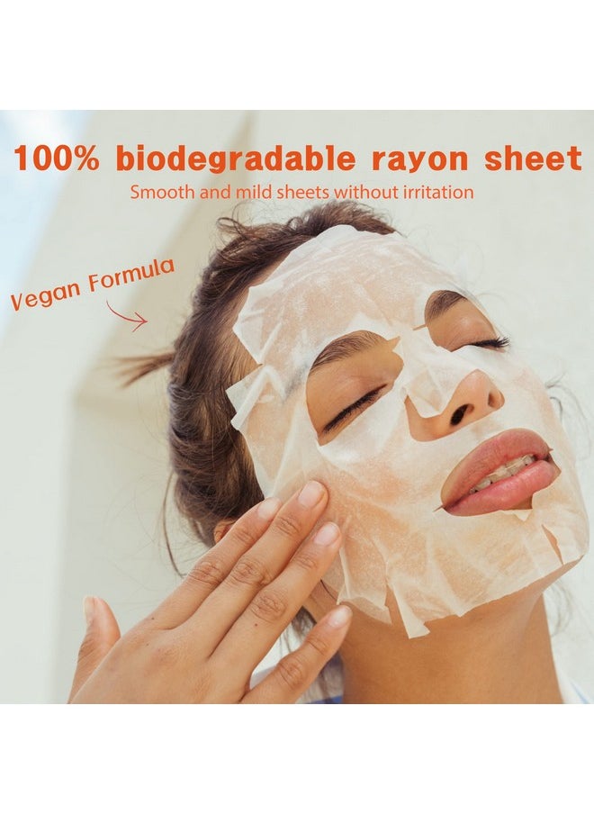 Purederm Vegan Vitamin Sheet Masks (12 Packs) - Facial Sheet Mask for Brightening & radiance Treatment