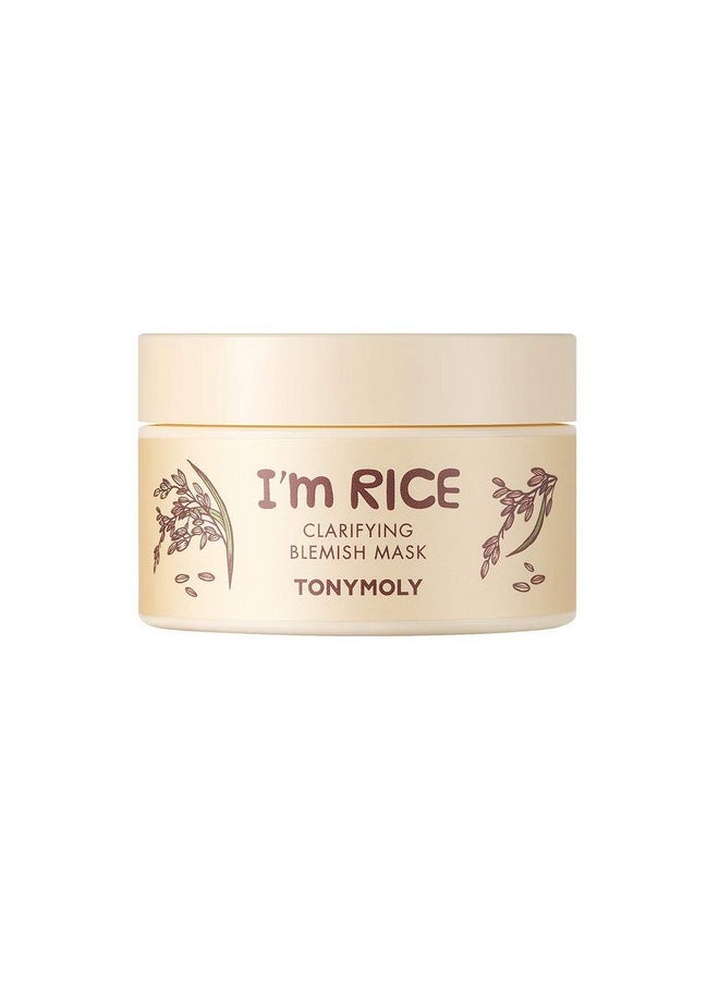 TONYMOLY I'm Rice Clarifying Blemish Clay Mask - Detoxifies, Reduces Redness, Soothes Irritated Skin - Kaolin Clay and Fermented Rice - 100ml