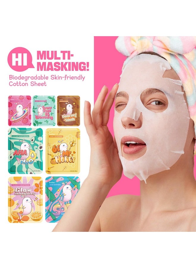 ZealSea Face Masks Skincare, Facial Masks for Women Skin Care, Sheet Masks Beauty with Natural Ingredients, Birthday Party Spa Gift for Kids Teens Girls, Hydrate and Soothe for All Skin Types 7 Pack