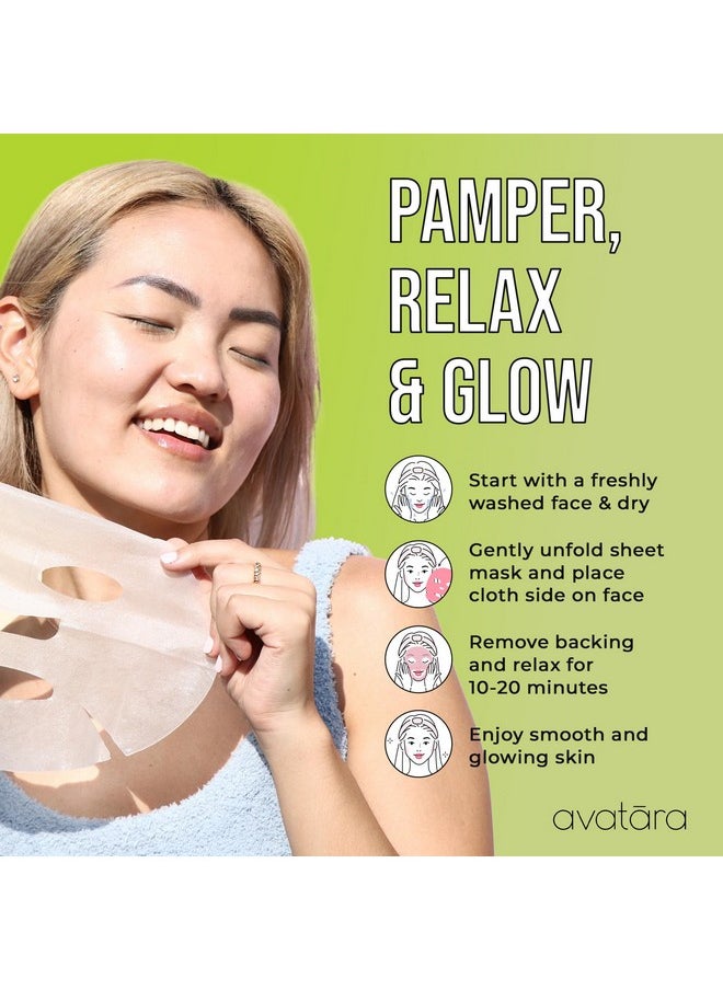 Avatara Juicy Avobravo Soothing Facial Mask 5 Sheets, Beauty and Skincare Sheet Masks, Avocado Extracts and Clean, Natural Ingredients for Moisturizing, Calming and Refreshing Irritated Skin, 5 Pack