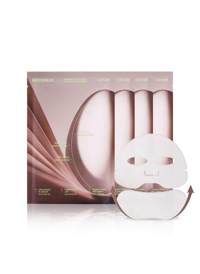 Mediheal Retinol Collagen Cream Lifting Mask (10 Counts) for V Line Mask, Anti-Aging - Helps Reduce Fine Lines & Wrinkles, and Smoothens Skin