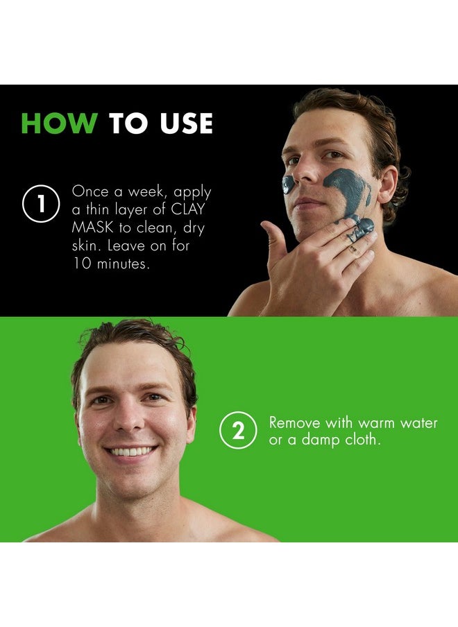 Tiege Hanley Mens Detoxifying Facial Clay Mask, 2 Oz (1-Pack) - Deep Pore Cleansing Charcoal Face Mask with Natural Kaolin Clay Absorbs Excess Oil & Reduces Appearance Pores - Skin Care for Men