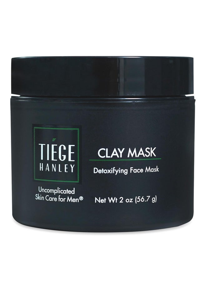Tiege Hanley Mens Detoxifying Facial Clay Mask, 2 Oz (1-Pack) - Deep Pore Cleansing Charcoal Face Mask with Natural Kaolin Clay Absorbs Excess Oil & Reduces Appearance Pores - Skin Care for Men