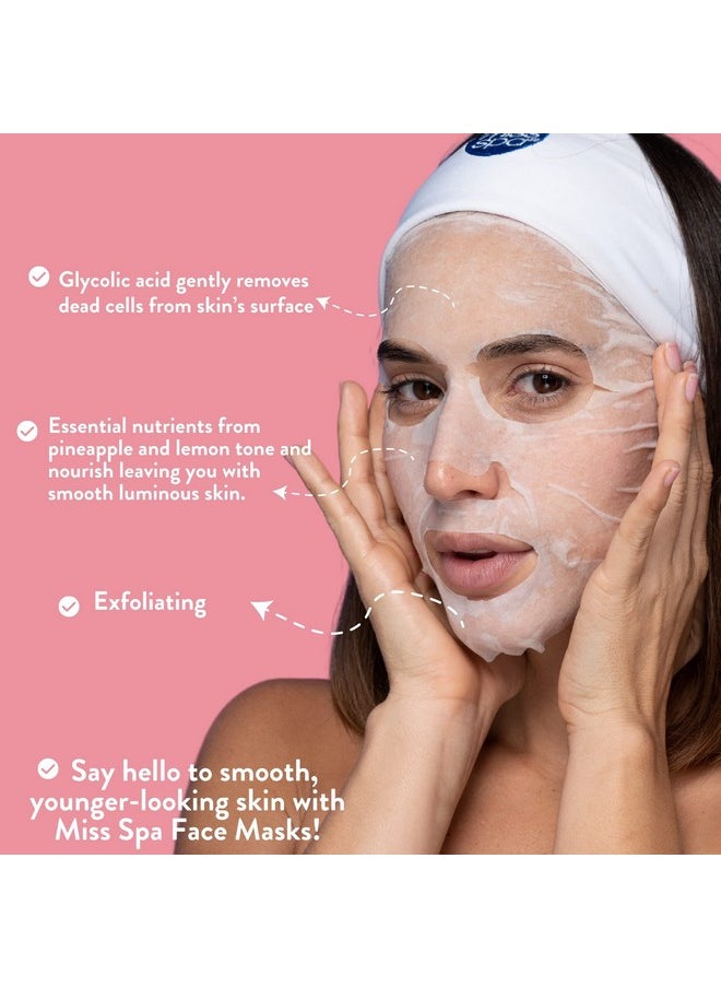 MISS SPA Renew Exfoliating Sheet Mask for Face, Skin Smoothing Face Mask Removes Dirt, Dead Skin and Oil, 4 Pack