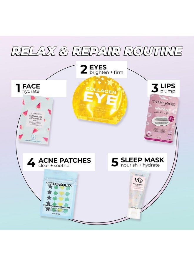 Vitamasques Face Masks Skincare Sheet Kit, 7-Pack - Juicy Collection of Triple-Layer Sheet Facial Masks - Pore Purifying, Brightening, and Hydrating
