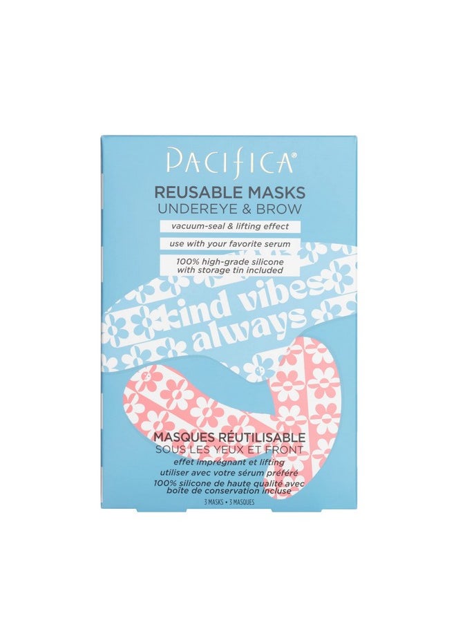 Pacifica Reusable Mask Set - Silicone Undereye & Brow Mask Set for Forehead & Under Eye, Anti-Wrinkle, Firming, Pair with Serum, Vegan & Cruelty-Free, 3 Pieces