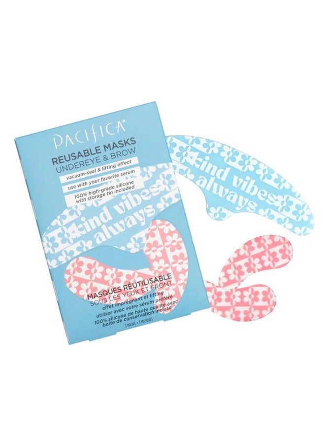Pacifica Reusable Mask Set - Silicone Undereye & Brow Mask Set for Forehead & Under Eye, Anti-Wrinkle, Firming, Pair with Serum, Vegan & Cruelty-Free, 3 Pieces