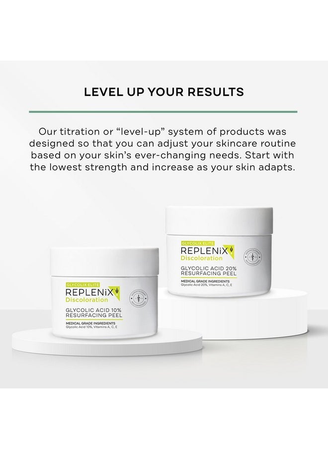 Replenix - Glycolix Elite Glycolic Acid Resurfacing Peel Pads - Medical Grade Brightening and Exfoliating Treatment, Travel Friendly Pads, 60 ct.