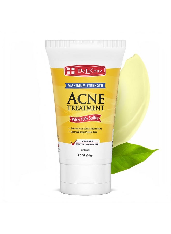 De La Cruz Sulfur Ointment - Cystic Acne Treatment for Face and Body - Daily 10 Min Spot Treatment Mask - Safe and Effective Game Changing Hormonal Acne Treatment that Clears Up Pimples - 2.6 OZ Tube