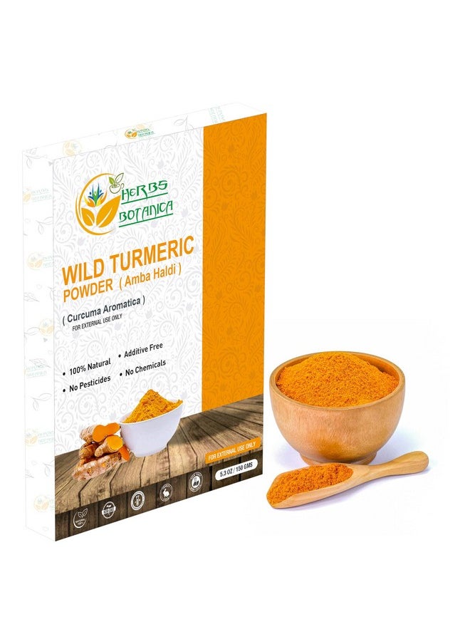 Herbs Botanica Wild Turmeric Powder 100% Pure Kasturi Turmeric for Face, Skin Care & DIY Beauty - Natural Powder for Acne, Dark Spots & Hyperpigmentation 5.3 oz Resealable Pack