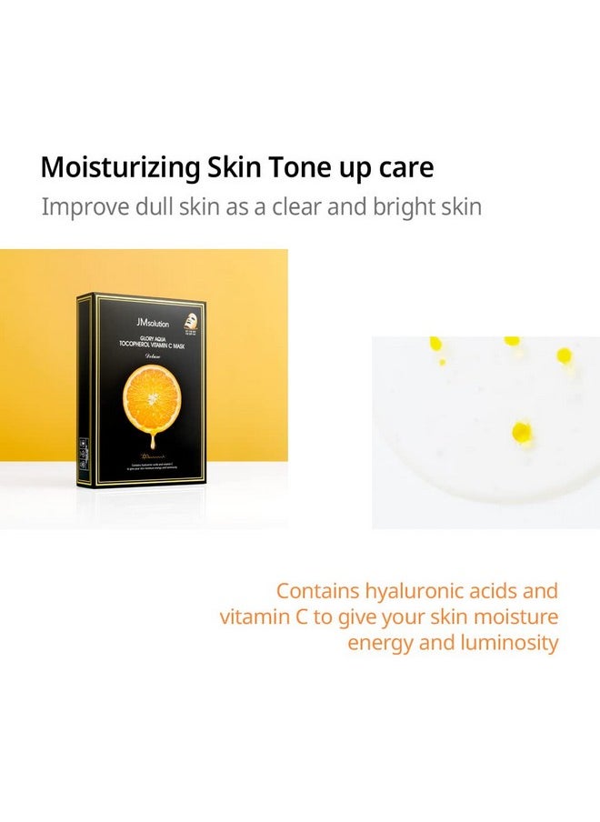 JMsolution Glory Aqua Tocopherol Vitamin C Mask -Hyaluronic acids-Vitamine C, E -Moisture Hydrating elasticity care skin vitality for all skin type