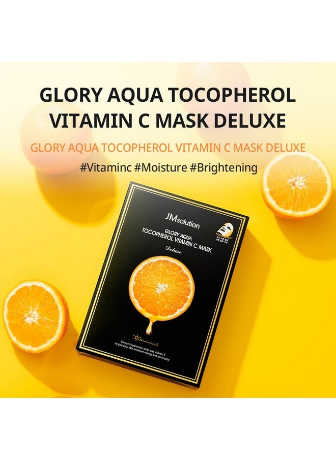 JMsolution Glory Aqua Tocopherol Vitamin C Mask -Hyaluronic acids-Vitamine C, E -Moisture Hydrating elasticity care skin vitality for all skin type