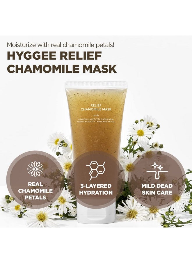 HYGGEE Relief Chamomile Mask - Wash off Petal Mask with BHA & Chamomile Extract - Soothing & Gentle Exfoliation Treatment - Skin Relaxing & Hydrating Skincare, 3.21 fl.oz.