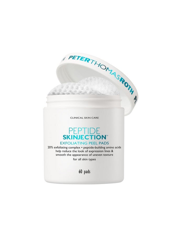 Peter Thomas Roth | Peptide Skinjection Exfoliating Peel Pads, For Smoothing Expression Lines & Emerging Wrinkles, Fragrance-Free, Alcohol-Free, For All Skin Types