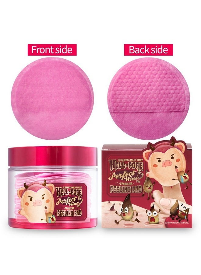 Elizavecca Exfoliate,Cleansing, Milky Piggy Hell-Pore Perfect Wine Sparkling Peeling Pad