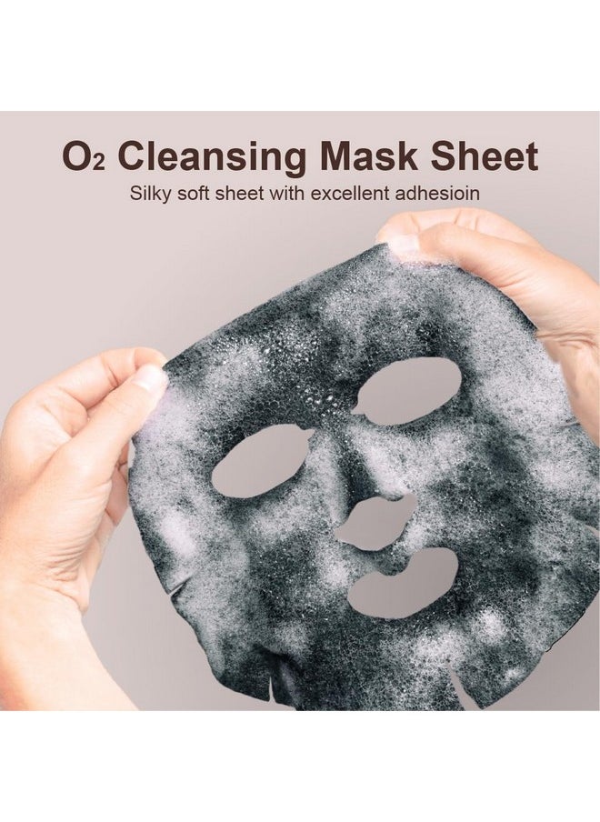 Purederm Deep Purifying Black O2 Bubble Mask Volcanic (10 Pack) - Bubble Face Sheet Mask for Purifying & Brightening
