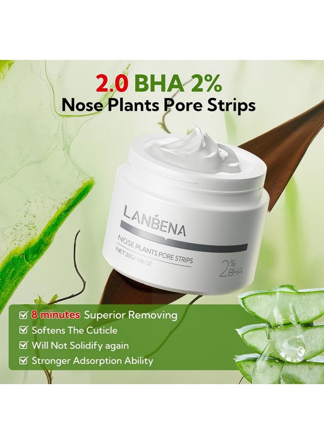 LANBENA 2.0 Blackhead Remover, Nose Plants Pore Strips Deep Cleansing Peel off Mask with Salicylic Acid, Amazonian White Clay, 60Pcs Nose Strips Black Heads Remover from Face