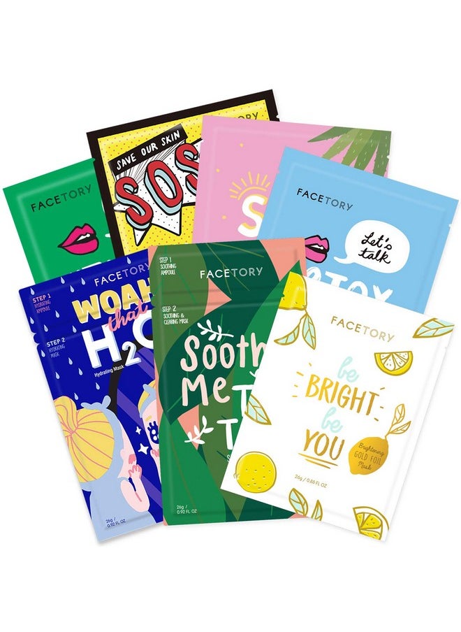 FACETORY K Beauty Face Mask Skin Care - BEST OF 7 COLLECTION Sheet Mask Set | Natural Premium Korean Face Mask For All Skin Types - No Sulfates No Parabens (7 pc)