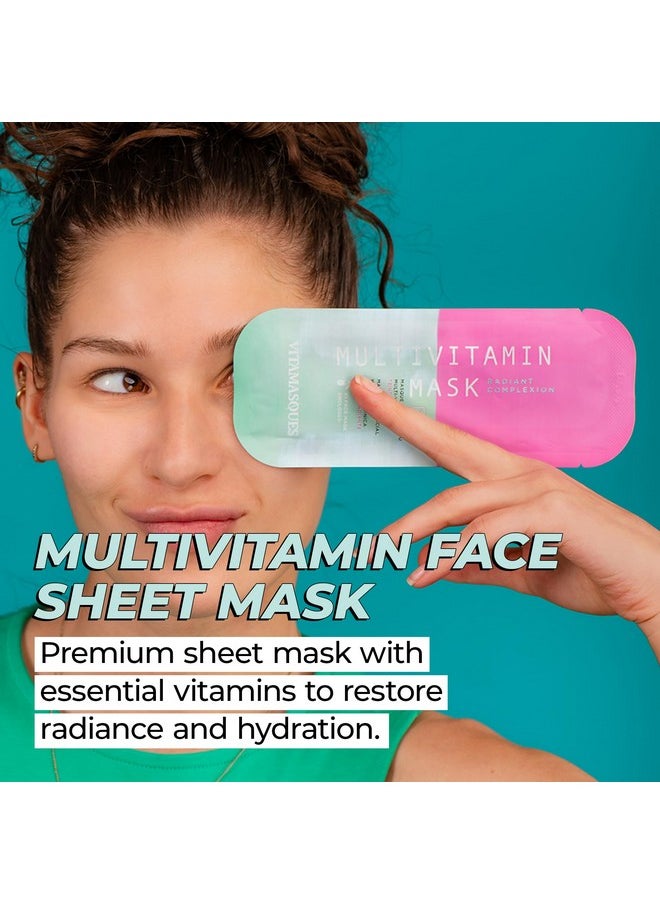 Vitamasques Multivitamin Face Mask, 8-Pack - Hydrating and Nourishing for Radiant Skin, Provides Vitamins B, C & E