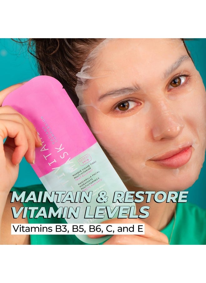 Vitamasques Multivitamin Face Mask, 8-Pack - Hydrating and Nourishing for Radiant Skin, Provides Vitamins B, C & E