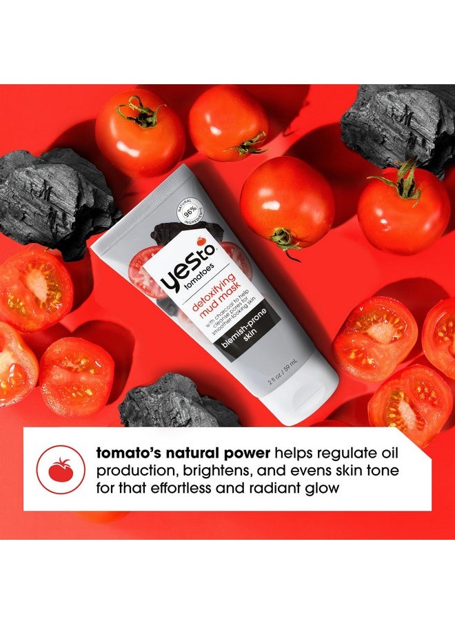 Yes To Tomatoes Clear Skin Detoxifying Charcoal Mud Mask For Acne Prone Skin Draw Out Impurities And Prevent Breakouts Contains Salicylic Acid 96 Natural Ingredients, Red, Tomato, 2.006 Fl Oz