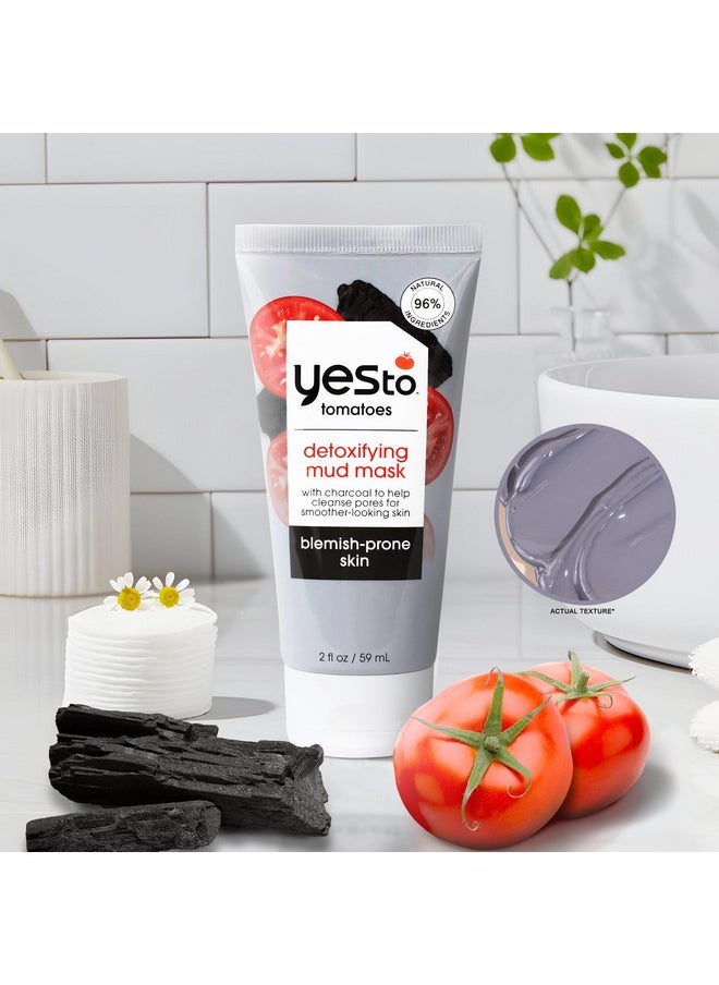 Yes To Tomatoes Clear Skin Detoxifying Charcoal Mud Mask For Acne Prone Skin Draw Out Impurities And Prevent Breakouts Contains Salicylic Acid 96 Natural Ingredients, Red, Tomato, 2.006 Fl Oz