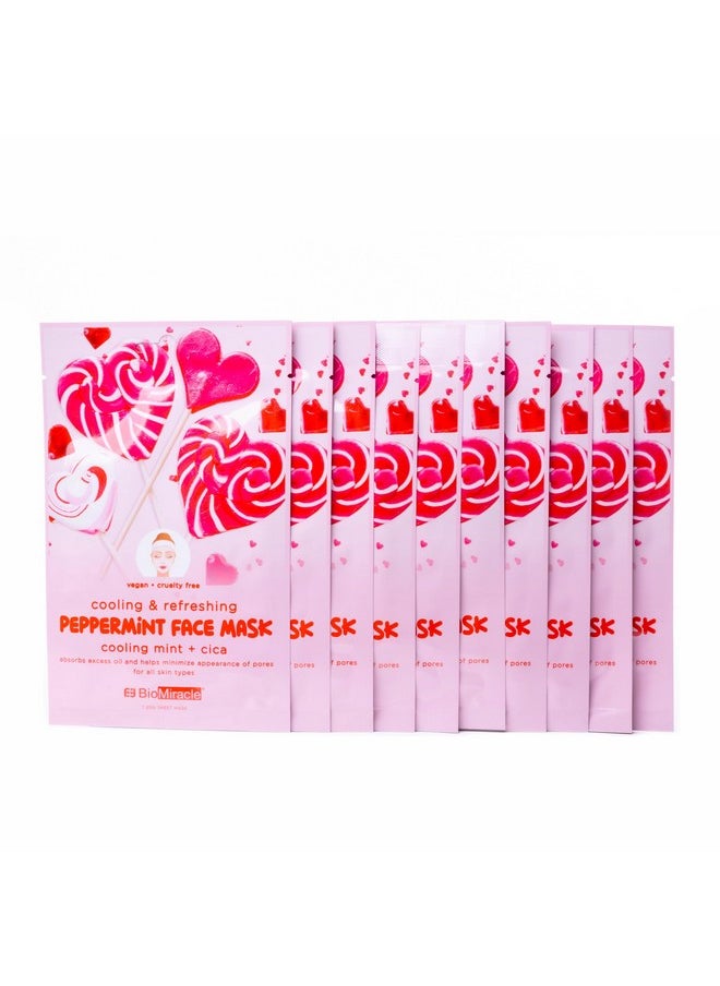 BioMiracle Cooling & Refreshing Peppermint Face Mask (10 Pack) (10 Sheets)