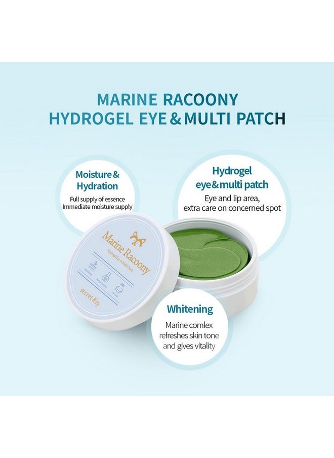 [SECRET KEY] Marine Racoony Hydro Gel Eye & Multi Patch 60 Sheet - Depuffing Eyes & Dark Circles Removing, Natural Hydrating and Anti Wrinkles Eye Patches