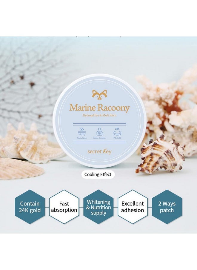 [SECRET KEY] Marine Racoony Hydro Gel Eye & Multi Patch 60 Sheet - Depuffing Eyes & Dark Circles Removing, Natural Hydrating and Anti Wrinkles Eye Patches