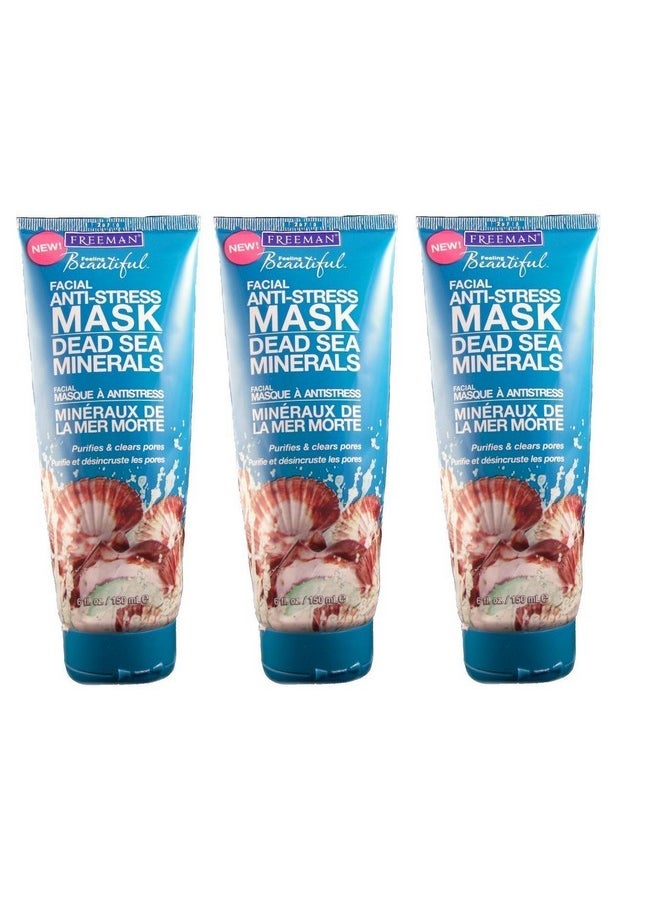 Freeman Feeling Beautiful Facial Anti-Stress Mask, Dead Sea Minerals 6 oz (Pack of 3)