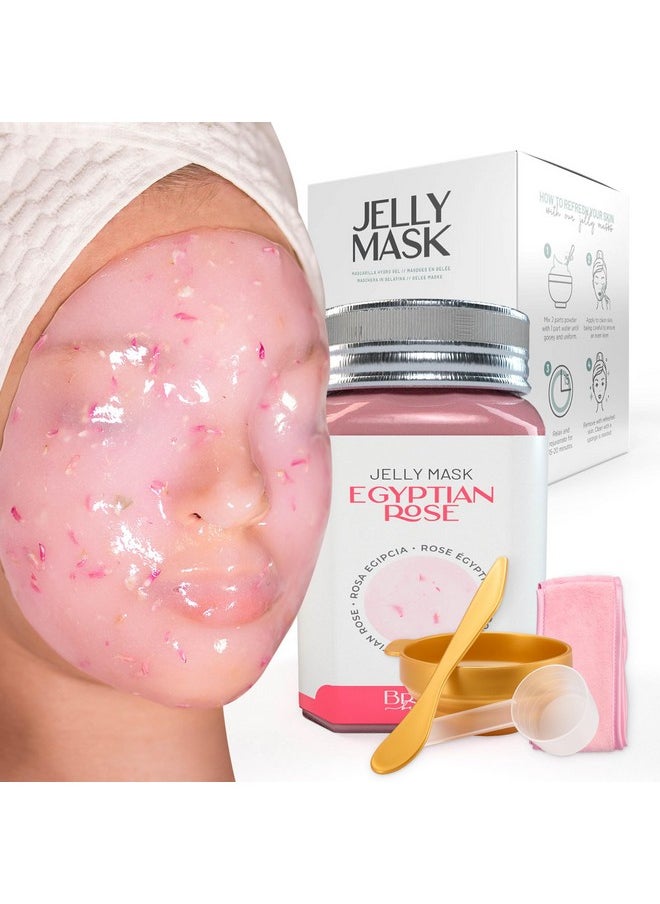 BRÜUN Peel-Off Egyptian Rose Jelly Mask for Face Care - A 23 fl oz Rubber Mask Jar for 30 to 35 Treatments - A Skin Care Moisturizing Gel Mask of Spa Set for Men, Women and Adults