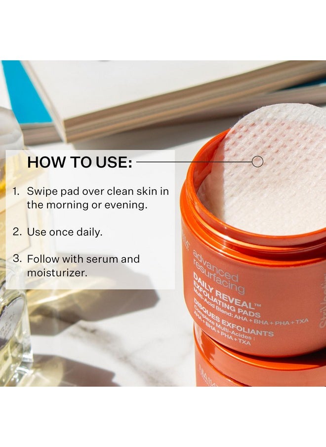 StriVectin Advanced Resurfacing Daily Reveal Exfoliating Face Pads, Visibly Smooths & Brightens Skin, Reduces Blackheads 60 ct