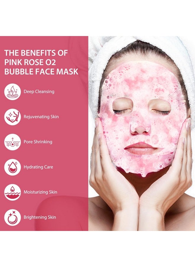 IREV Pink Rose O2 Bubble Face Masks Skincare - Spa Gifts for Women, Christmas Gifts for Women - Foaming Face Mask, Purifying Facial Mask for Acne and Pores Moisturizing Spa Face Mask 10 Pack