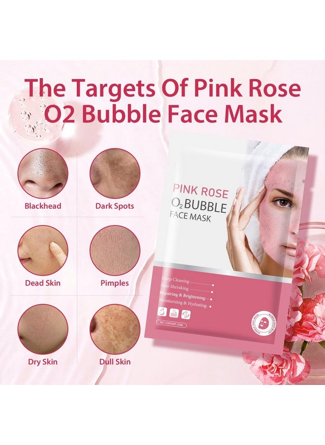 IREV Pink Rose O2 Bubble Face Masks Skincare - Spa Gifts for Women, Christmas Gifts for Women - Foaming Face Mask, Purifying Facial Mask for Acne and Pores Moisturizing Spa Face Mask 10 Pack
