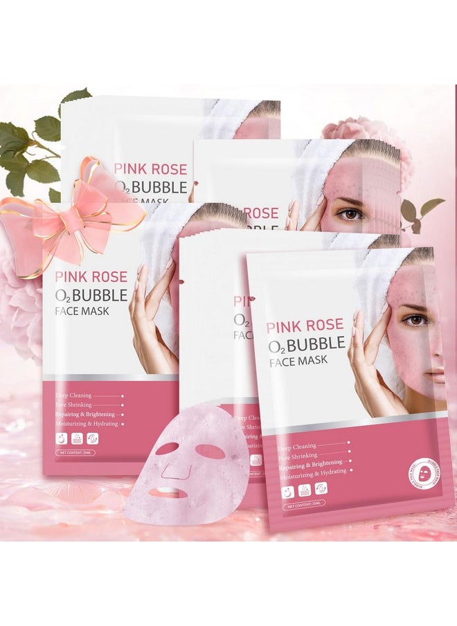 IREV Pink Rose O2 Bubble Face Masks Skincare - Spa Gifts for Women, Christmas Gifts for Women - Foaming Face Mask, Purifying Facial Mask for Acne and Pores Moisturizing Spa Face Mask 10 Pack
