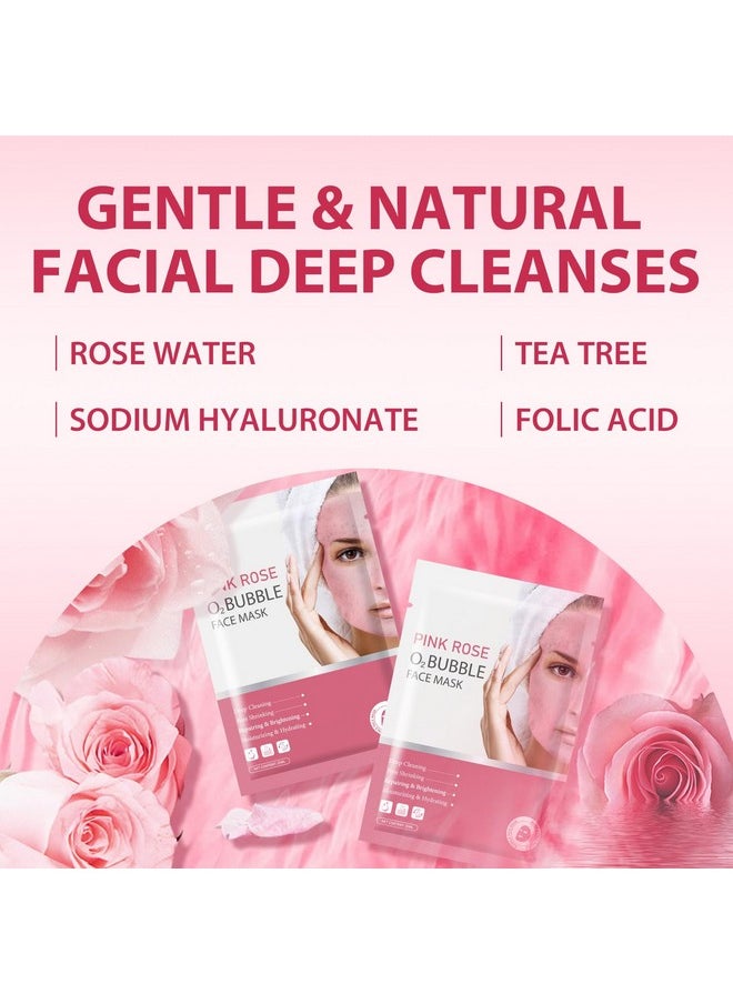 IREV Pink Rose O2 Bubble Face Masks Skincare - Spa Gifts for Women, Christmas Gifts for Women - Foaming Face Mask, Purifying Facial Mask for Acne and Pores Moisturizing Spa Face Mask 10 Pack