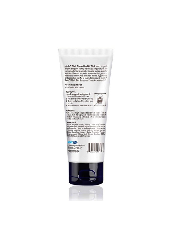 Epielle Black Charcoal Peel Off Face Mask | Deep Pore Cleansing with Activated Charcoal | Detoxifying and Purifying Blackhead Remover Mask | 6.0 fl oz | 2 Bulk Pack