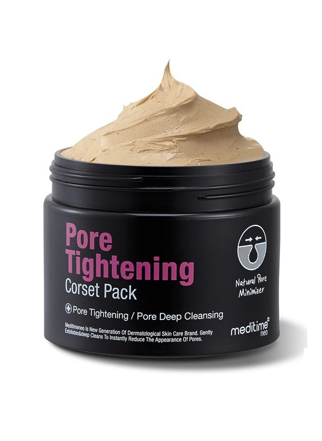 Meditime Pore Corset Pack | Sebum and Pore Minimizer Face Pack | Clay Mask for Blackheads and Pores | Korean Skincare Pore Cleaner & Nose Blackhead Remover | Deep Pore Remover Face Care (3.53 Fl Oz)
