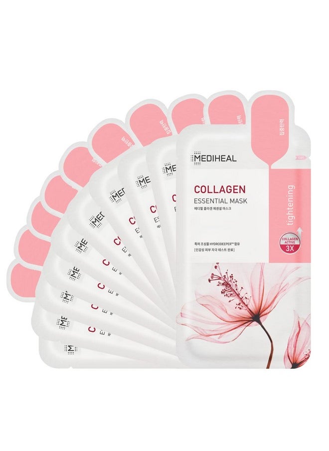 Mediheal Official Best Korean Sheet Mask - Collagen Essential Face Mask 10 Sheets Lifting and Firming For All Skin Types Value Sets