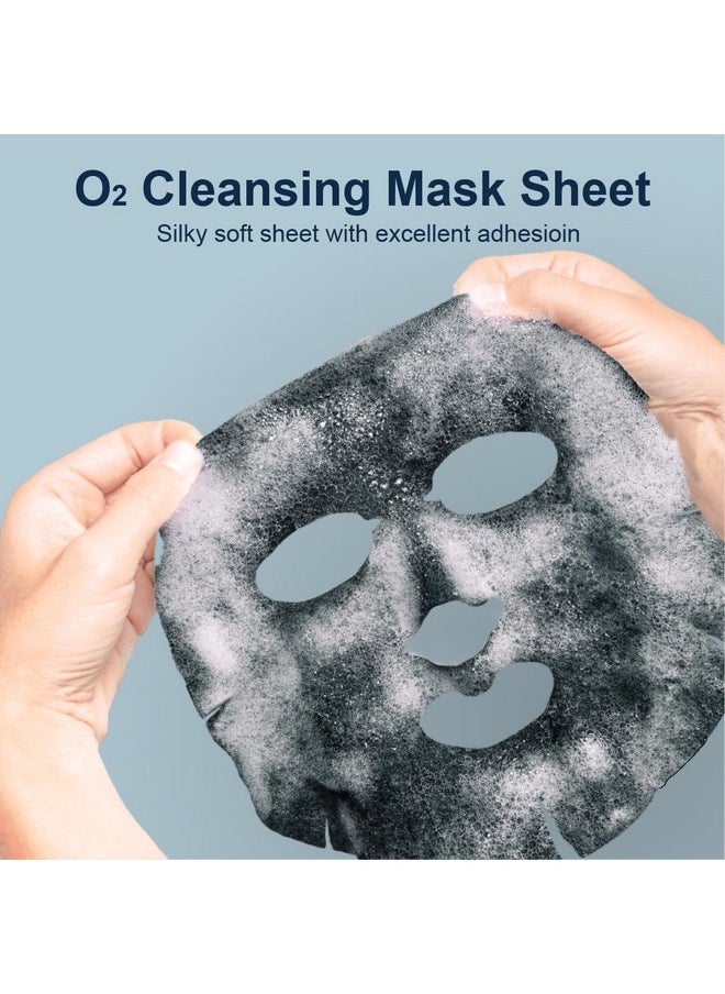 Purederm Deep Purifying Black O2 Bubble Mask Charcoal (10 Pack) - Bubble Face Sheet Mask for Purifying & Brightening