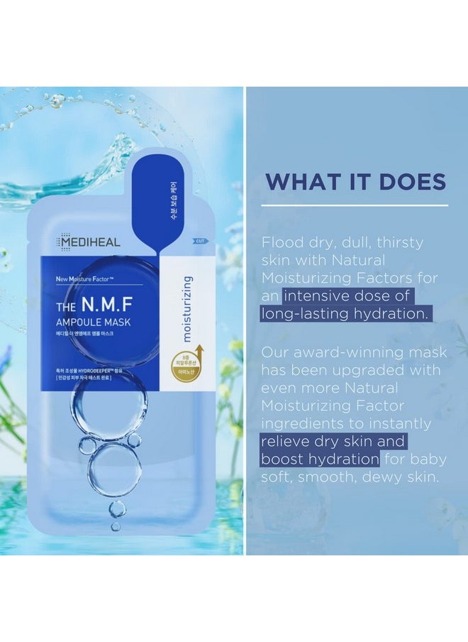 Mediheal Official Best No.1 Korean Sheet Mask - NMF Ampoule Face Mask 10 Sheets For Intensely Hydrating Moisturizing with NMF For All Skin Types