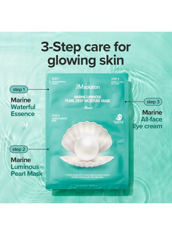JMsolution Marine Luminous Pearl Deep Moisture 3 Step Skin Care Face Mask - Korean Skincare - boosting Brightening Moisturizing-10 Sheets for Dry Skin